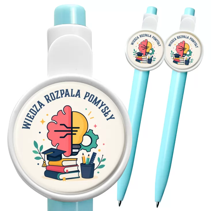 przypinka długopis Wiedza zapala pomysły