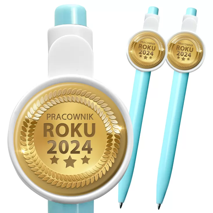przypinka długopis Złoty medal pracownik roku