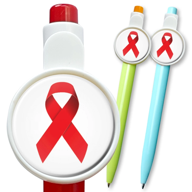 przypinka długopis Czerwona wstążka symbol walki z AIDS
