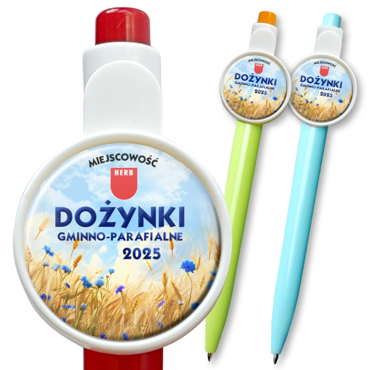 przypinka długopis Dożynki zboże i chabry