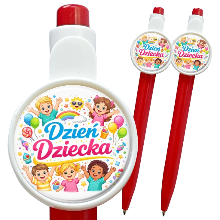 przypinka długopis Dzień Dziecka baloniki i tęcza