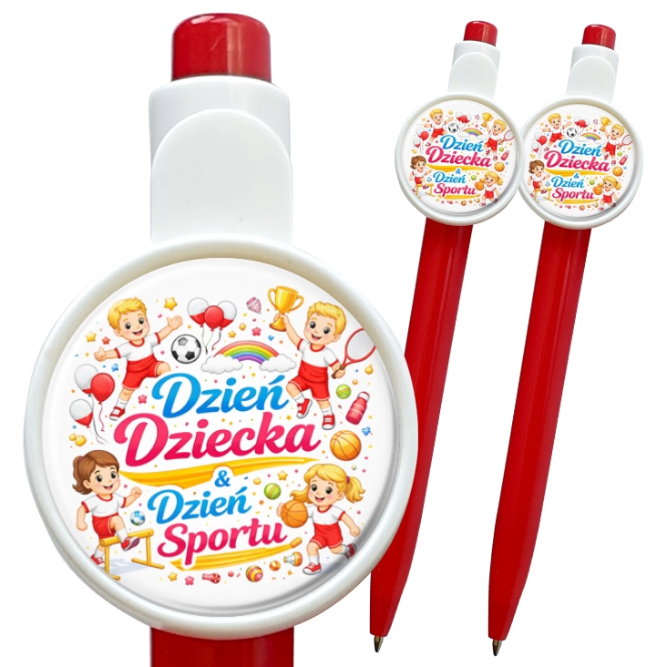przypinka długopis Dzień Dziecka i Dzień Sportu
