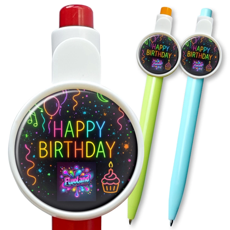 przypinka długopis Fluoland Happy Birthday