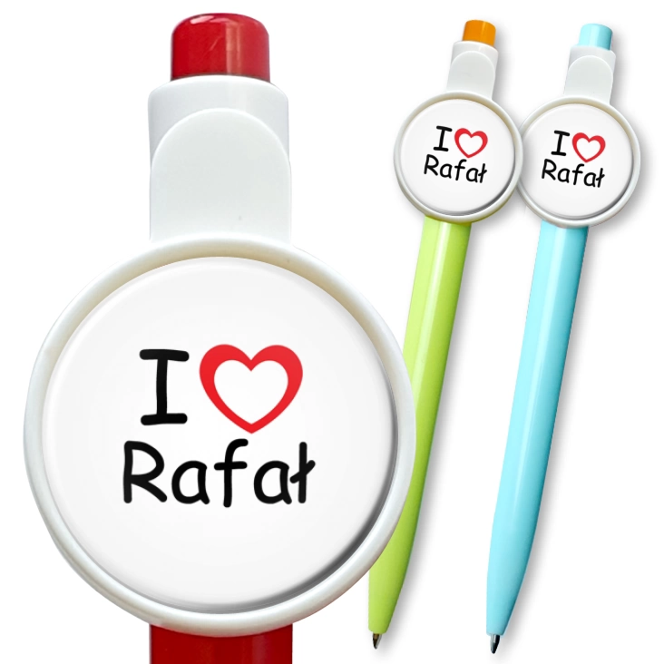 przypinka długopis I love Rafał