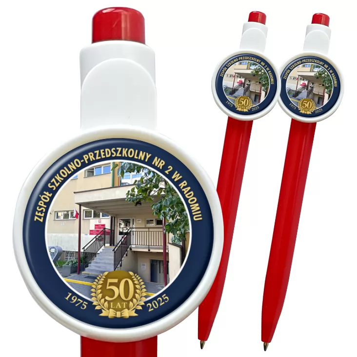 przypinka długopis Jubileusz 50 lat ZSP nr 2 w Radomiu