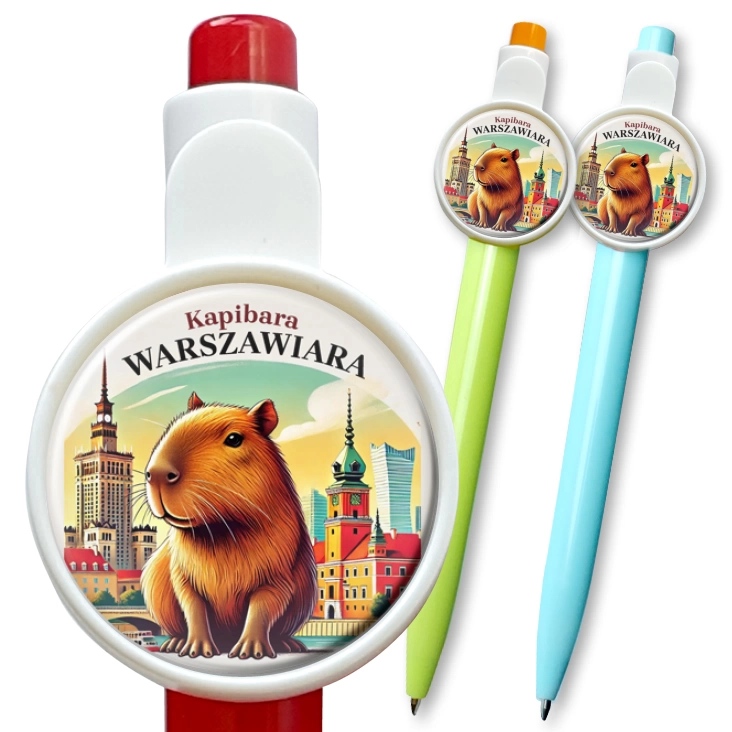 przypinka długopis Kapibara Warszawiara