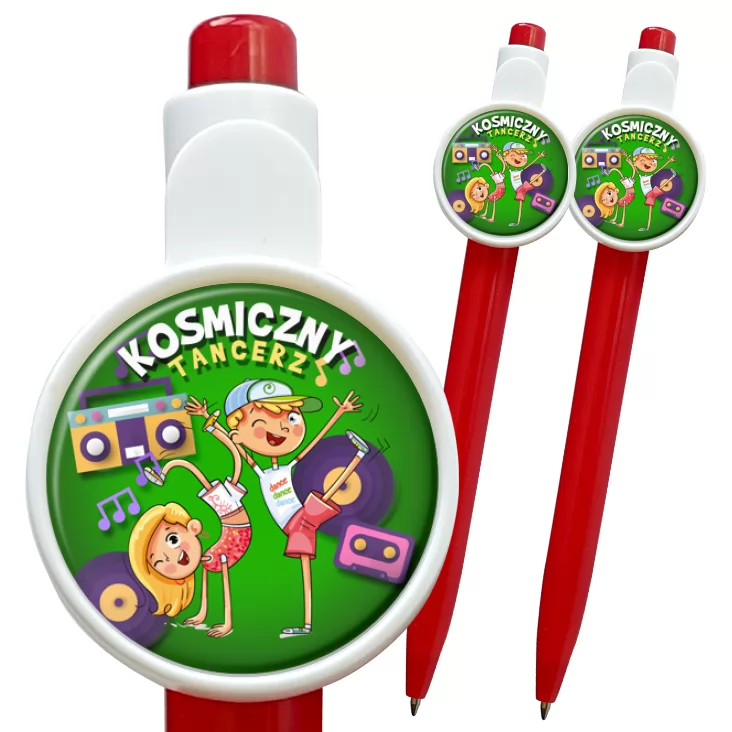 przypinka długopis Kosmiczny tancerz na zielonym tle