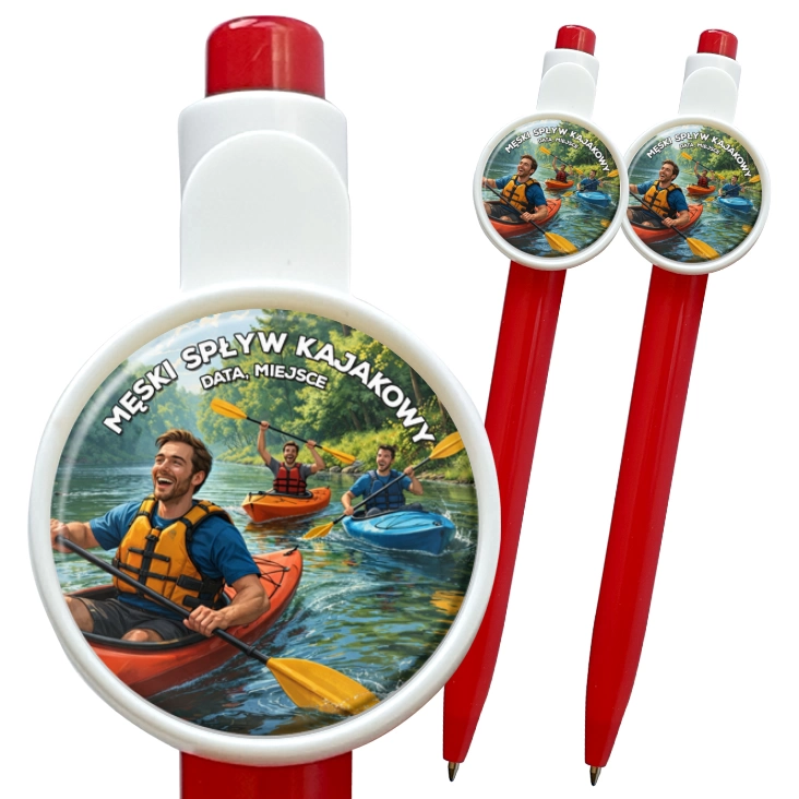 przypinka długopis Męski spływ kajakowy
