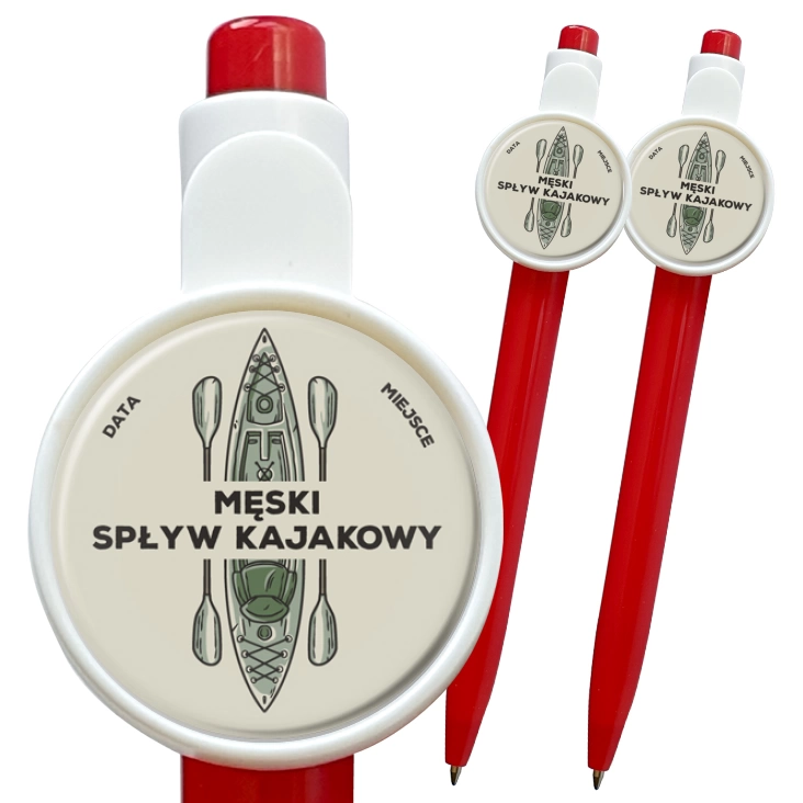 przypinka długopis Męski wypad na spływ kajakowy