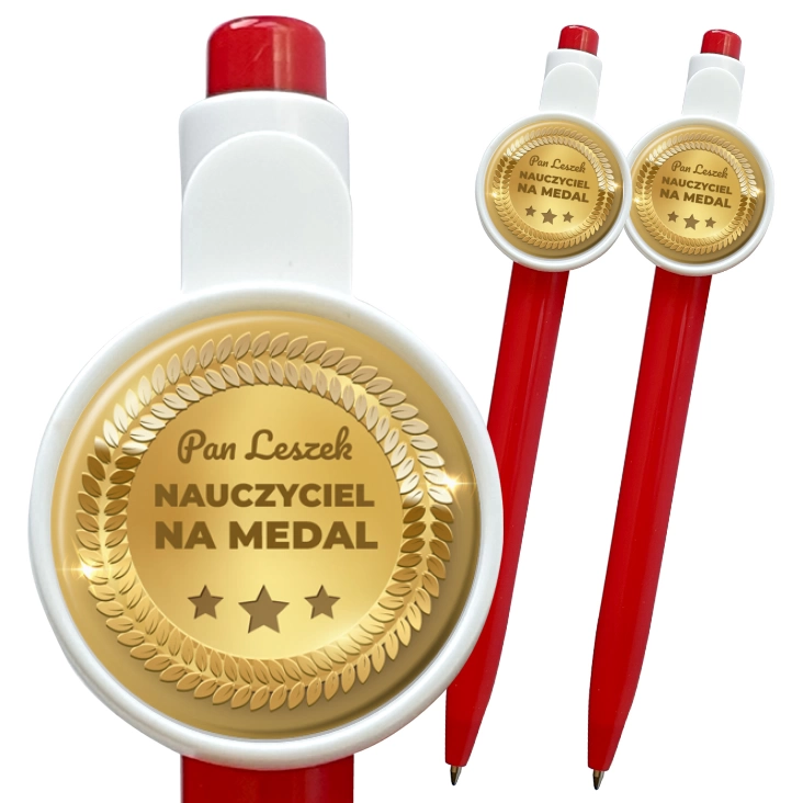 przypinka długopis Nauczyciel na medal