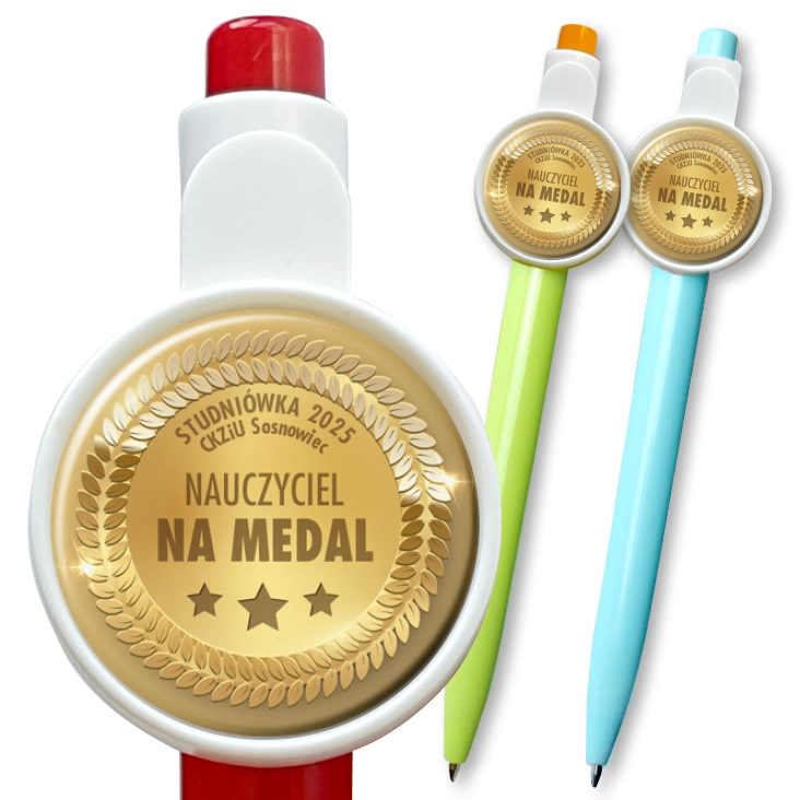 przypinka długopis Nauczyciel na medal Studniówka CKZiU Sosnowiec