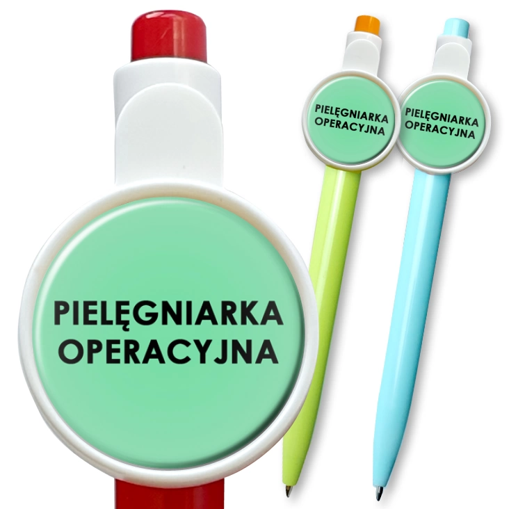 przypinka długopis Pielęgniarka operacyjna czarne litery