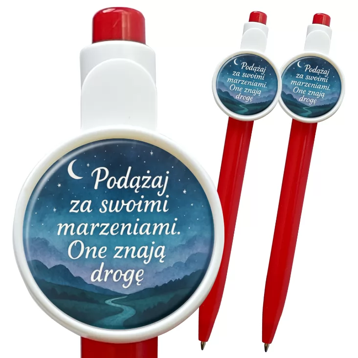 przypinka długopis Podążaj za marzeniami