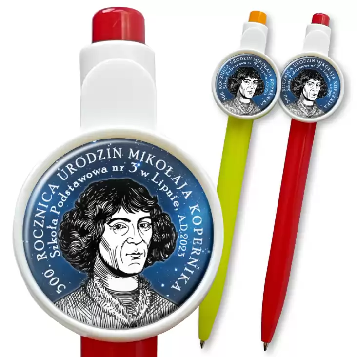 przypinka długopis 500 Rocznica Urodzin Mikołaja Kopernika Szkoła Podstawowa w Lipnie