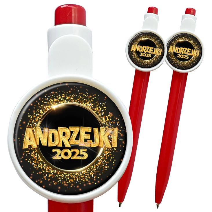 przypinka długopis Andrzejki złoty napis