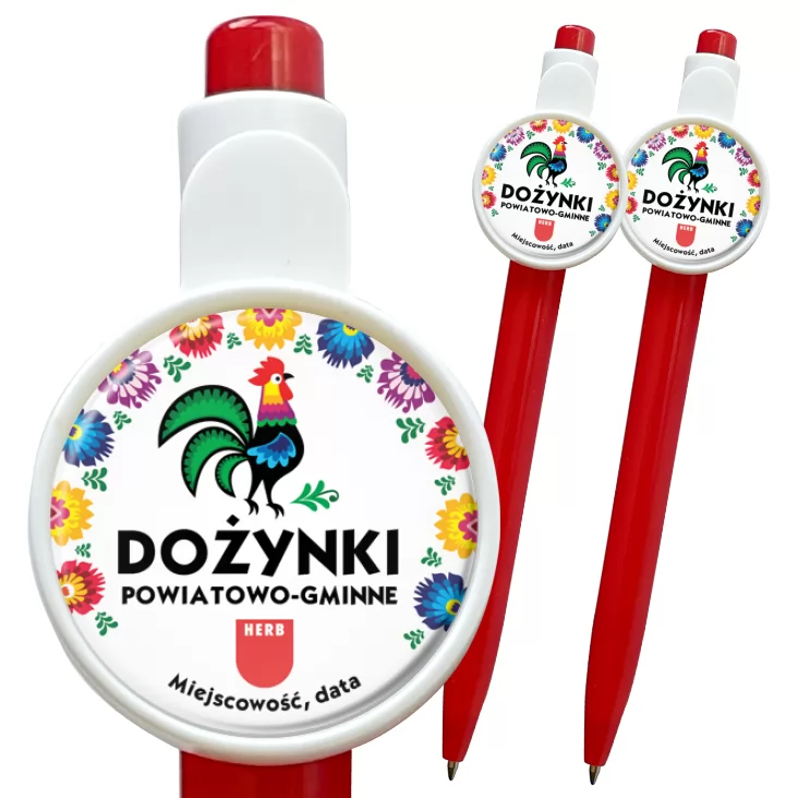 przypinka długopis Dożynki powiatowo-gminne z kogutem