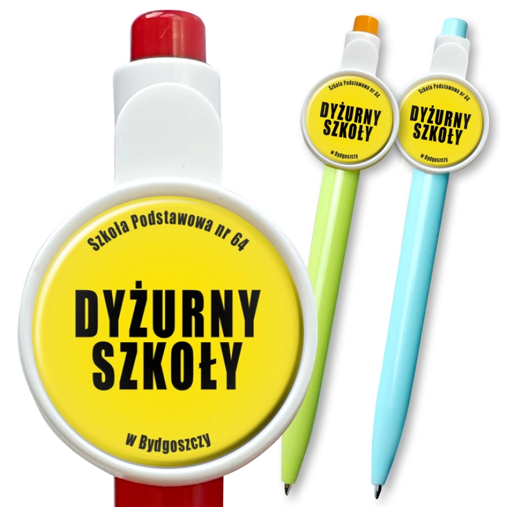 przypinka długopis Dyżurny Szkoły Szkoła Podstawowa Nr 64 w Bydgoszczy