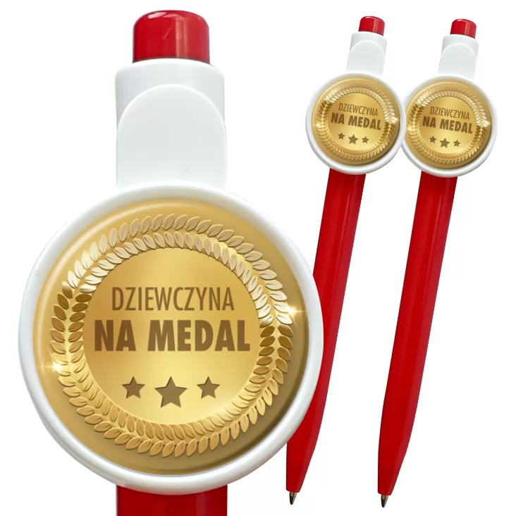 przypinka długopis Dziewczyna na medal