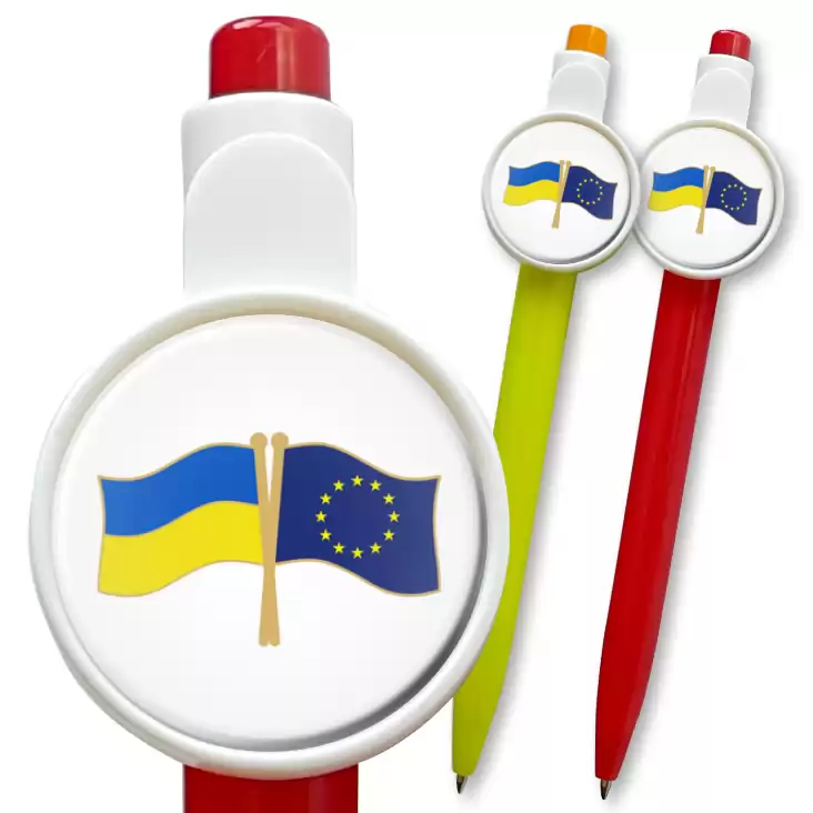 przypinka długopis Flagi Ukraina Unia Europejska