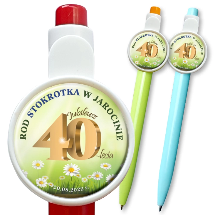 przypinka długopis Jubileusz 40-lecia ROD Stokrotka w Jarocinie