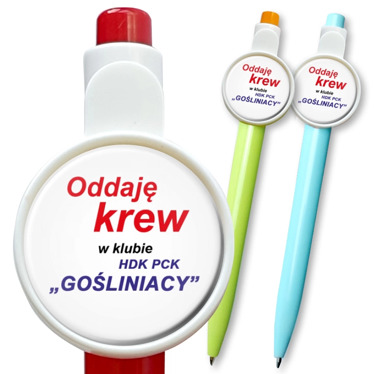 przypinka długopis Oddaję krew w HDK PCK Gośliniacy