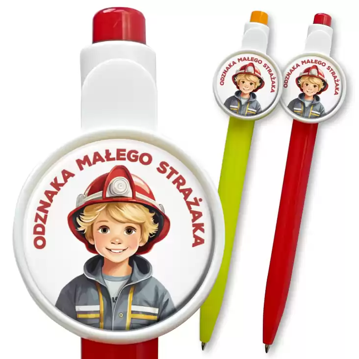 przypinka długopis Odznaka Małego Strażaka chłopiec strażak
