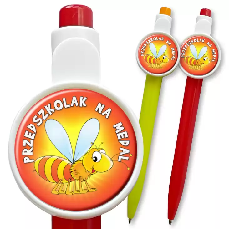 przypinka długopis Przedszkolak na medal grupa pszczółki