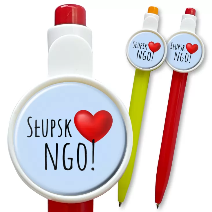 przypinka długopis Słupsk love NGO