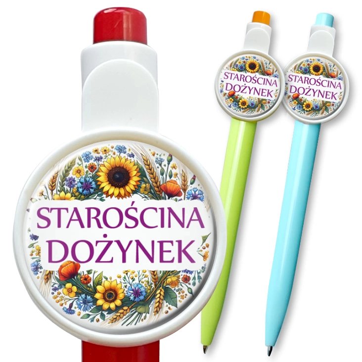 przypinka długopis Starościna dożynek kwiaty polne