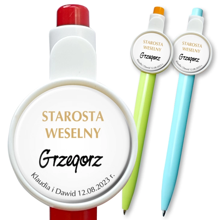 przypinka długopis Starostwa Weselny Grzegorz
