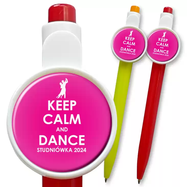 przypinka długopis Studniówka keep calm and dance różowa