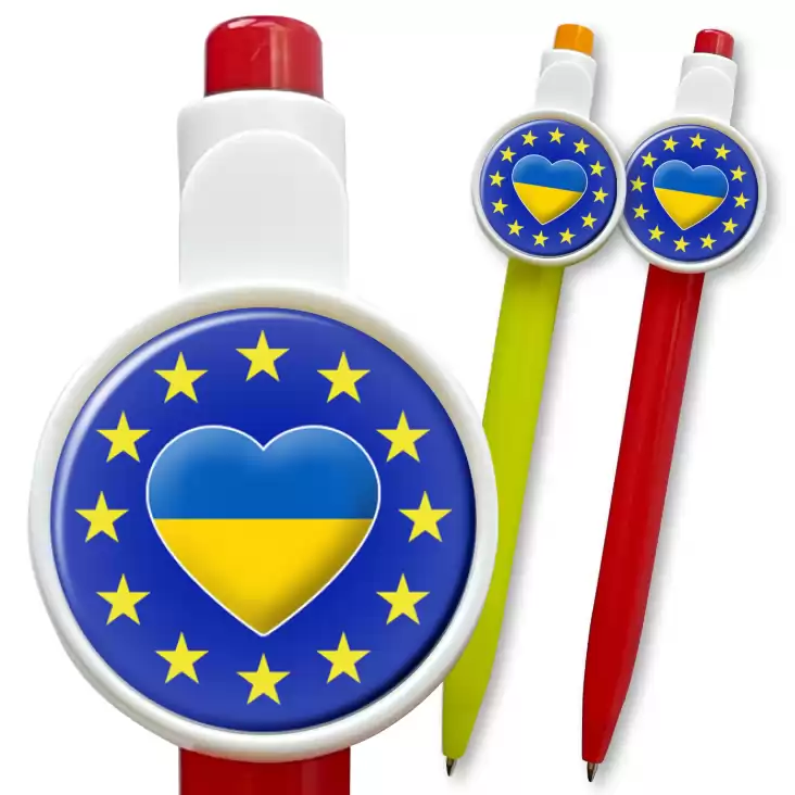przypinka długopis Ukraina w gwiazdkach Unii Europejskiej
