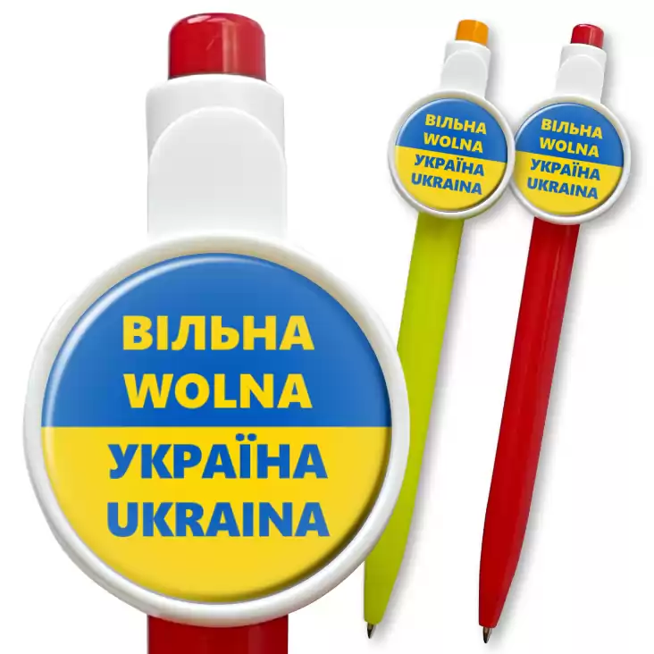 przypinka długopis Wolna Ukraina dwujęzyczna