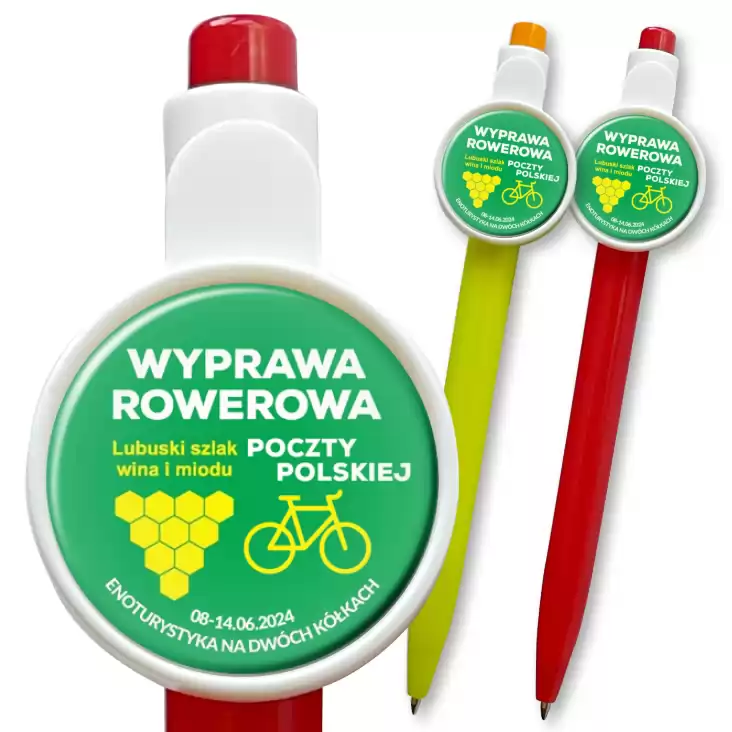 przypinka długopis Wyprawa rowerowa Poczty Polskiej 2024