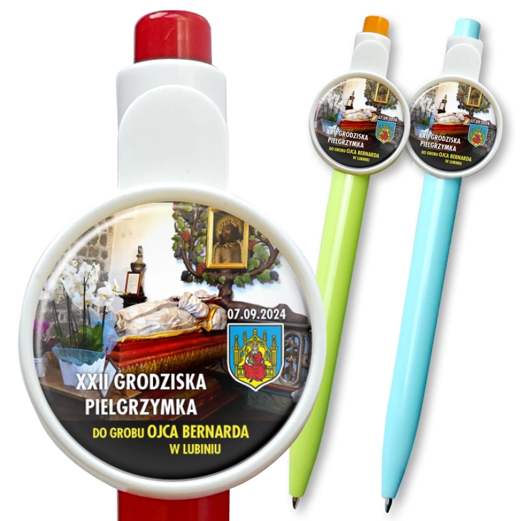 przypinka długopis XXII Grodziska Pielgrzymka do grobu ojca Bernarda w Lubiniu