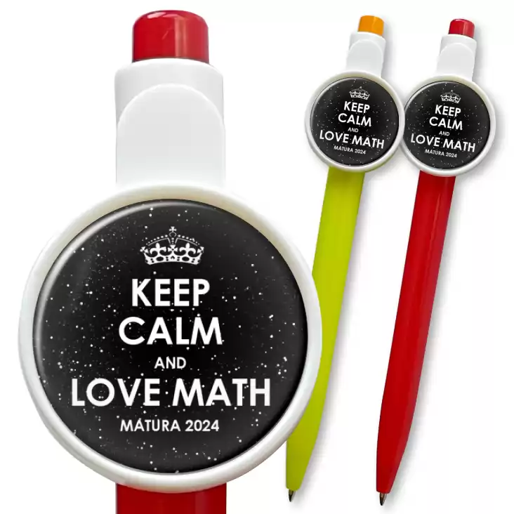 przypinka długopis Matura Czarna Keep Calm and Love Math