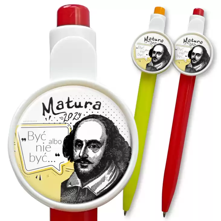 przypinka długopis Matura z Williamem Shakespearem