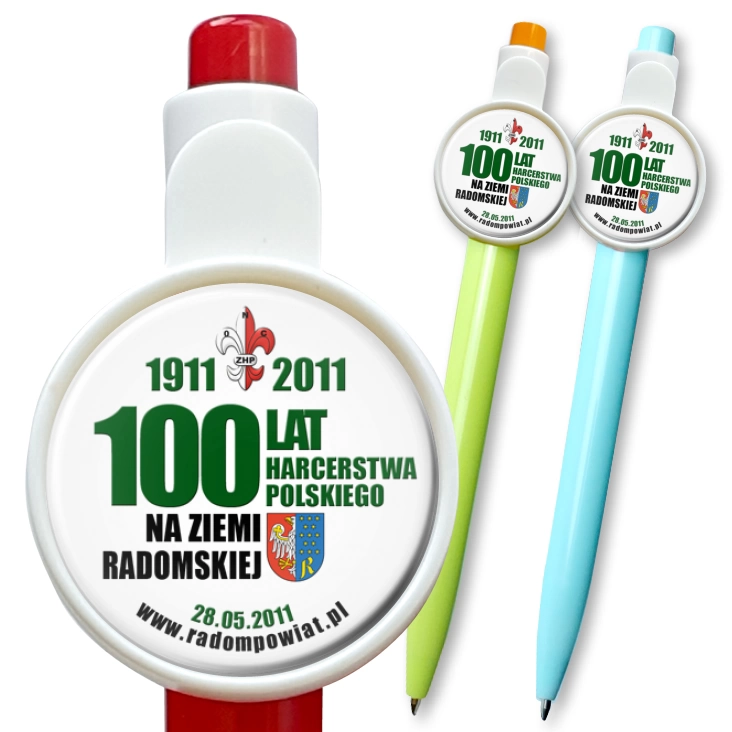 przypinka długopis 100 lat ZHP na ziemi radomskiej