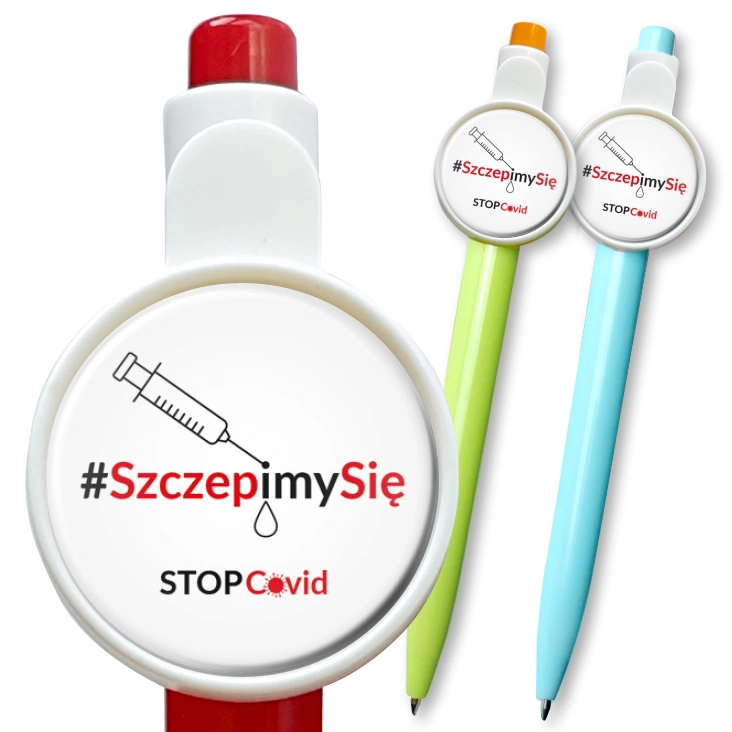 przypinka długopis Szczepimy się