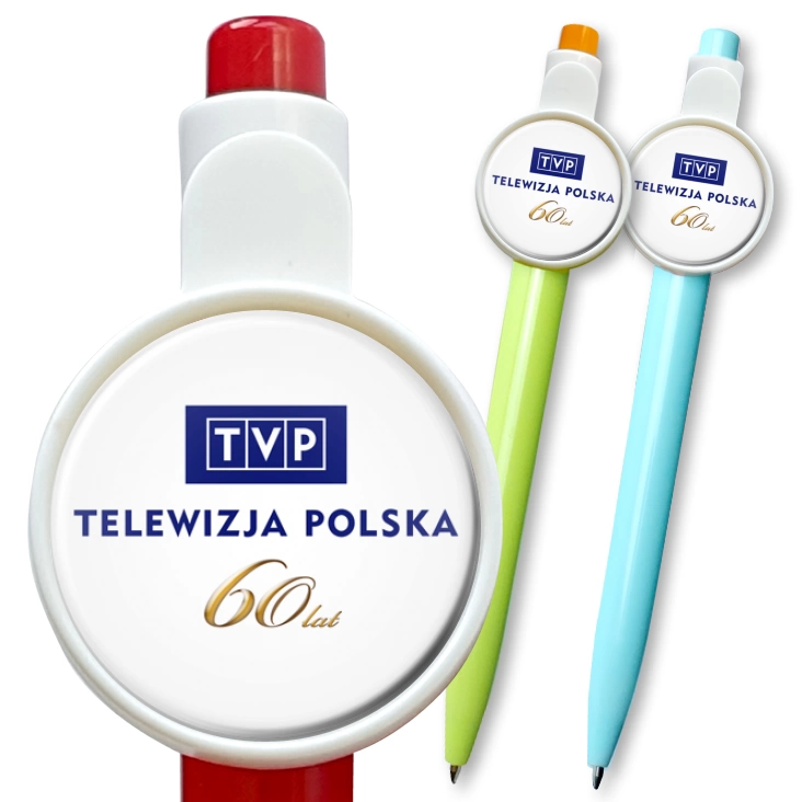 przypinka długopis 60 lat TVP