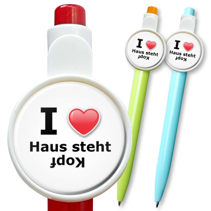 przypinka długopis I love Haus Steht Kopf