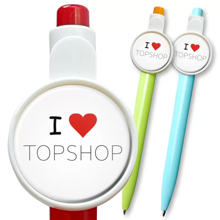 przypinka długopis I love topshop