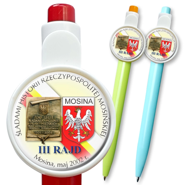 przypinka długopis III RAJD Śladami Historii Rzeczypospolitej Mosińskiej