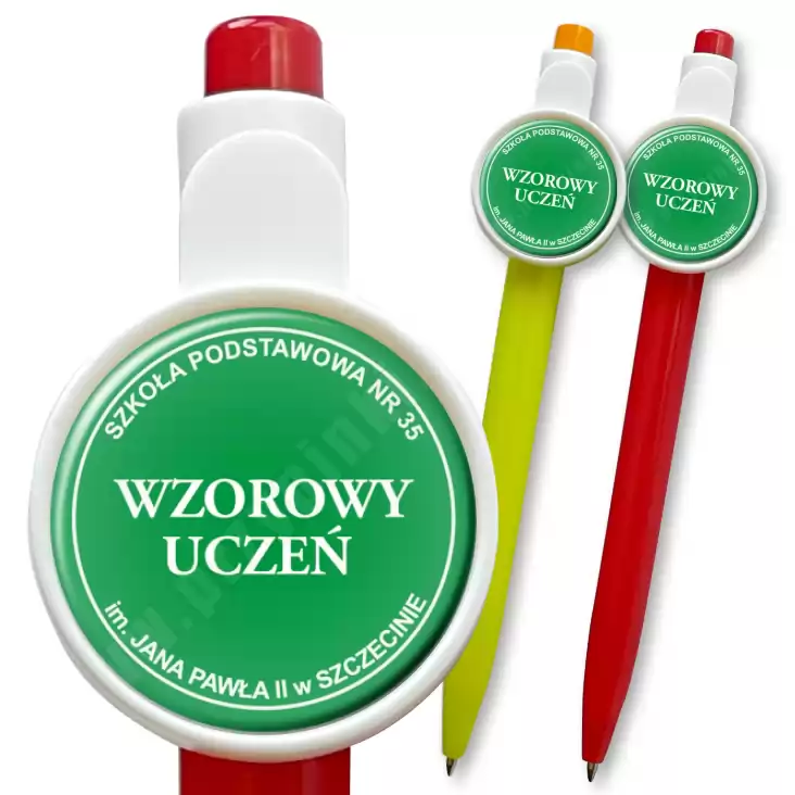 przypinka długopis Wzorowy Uczeń SP35 Szczecin - zielony