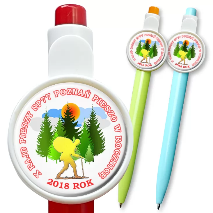 przypinka długopis X Rajd Pieszy SP 77 Poznań - 2018