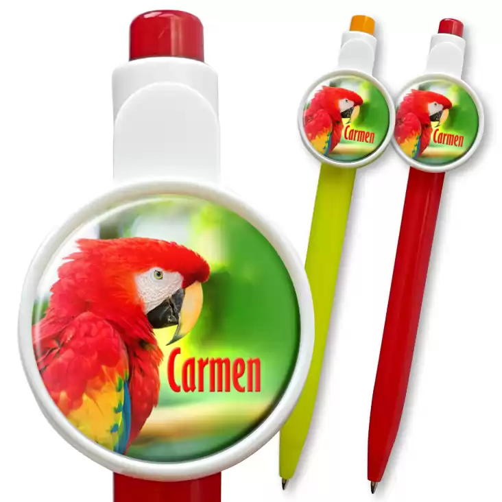 przypinka długopis Papugarnia Carmen