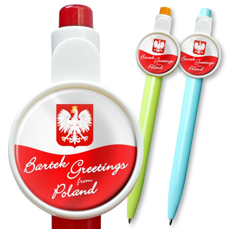 przypinka długopis Bartek Greeings from Poland