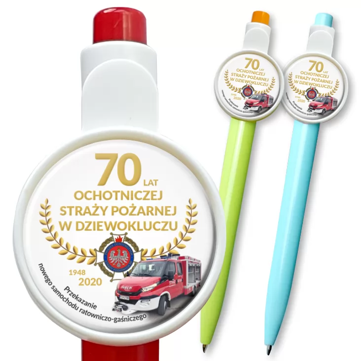 przypinka długopis 70 OSP w Dziewokluczu
