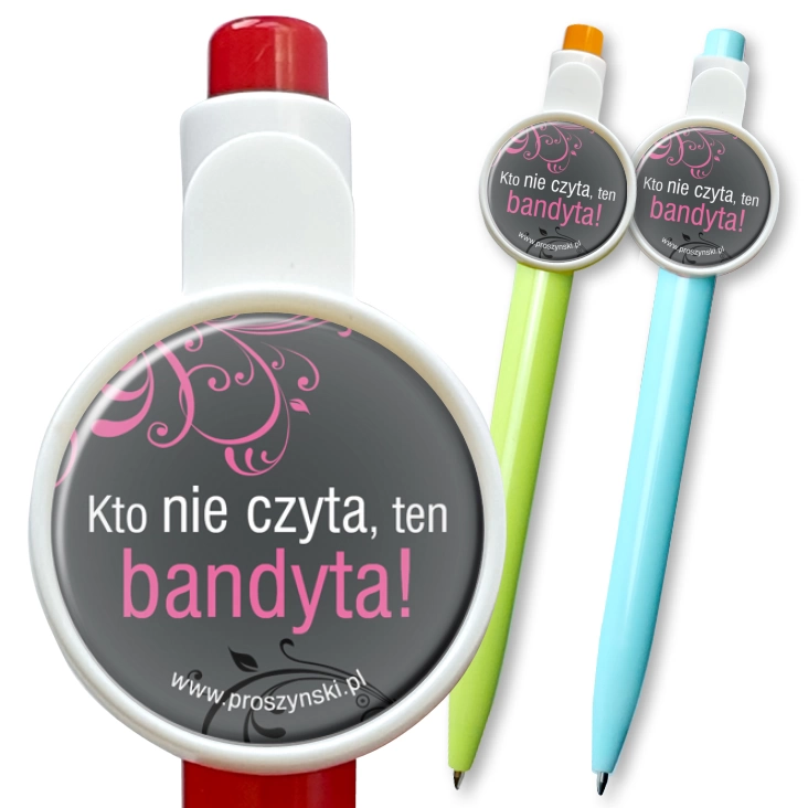 przypinka długopis Bandyta nie czyta