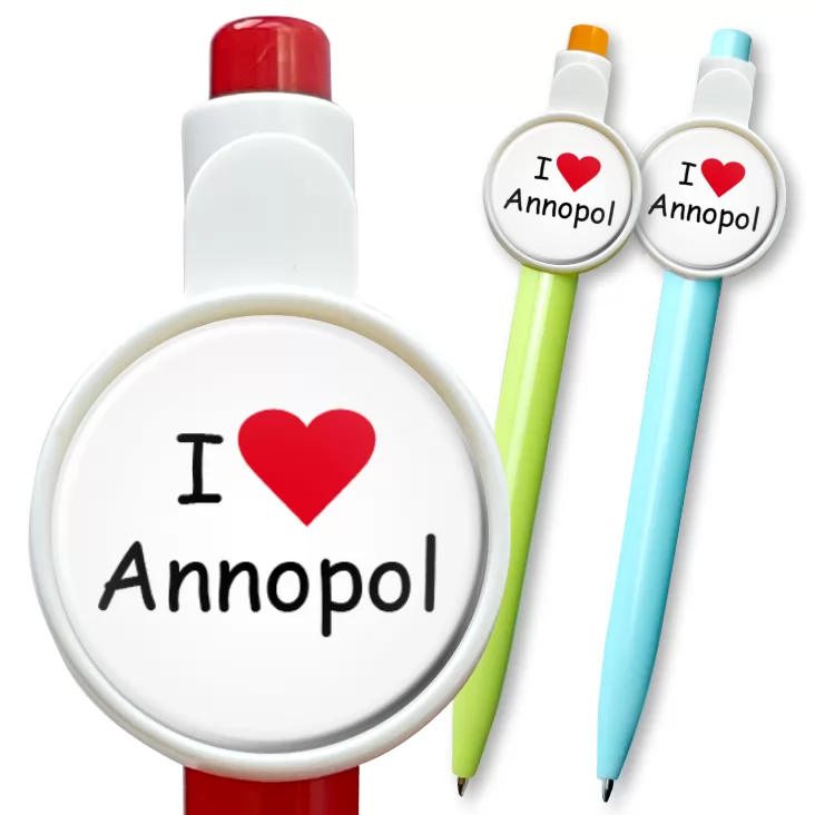 przypinka długopis I love Annopol